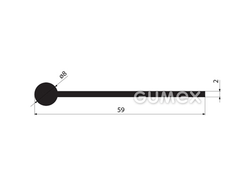Pryžový profil tvaru "I", 59x8/2mm, 70°ShA, EPDM, -40°C/+100°C, černý